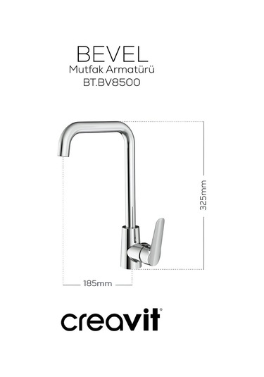 Creavit Bevel Lavabo Banyo Eviye Bataryası 3'lü Set BV1500-BV2500-BV8500 Krom