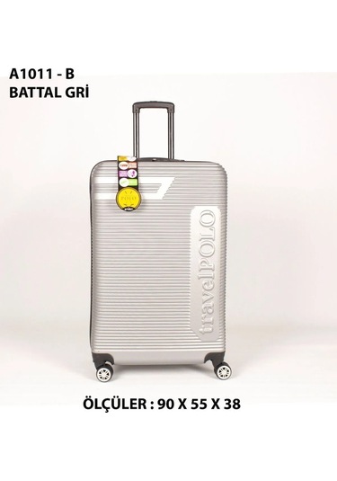 Travel Polo Xxlbattal Boy Dev Boy 90 Cm Valiz & Bavul Gümüş Gri
