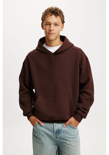 Kahverengi Kapüşonlu Kanguru Cep Erkek Sweatshirt E7169 Kahverengi