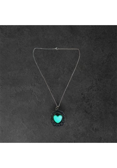 Karanlıkta Parlayan Fosforlu Metal Zincirli Kolye Altın - Yeşil