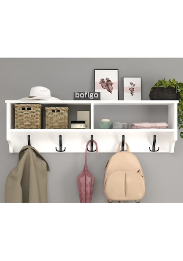 Bofigo Portmanto Duvar Askılığı Elbise Askılığı Beyaz