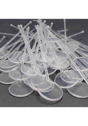 Plastik 100 Adet Kokteyl Karıştırıcı Şeffaf Yuvarlak Çubuk Kaşık