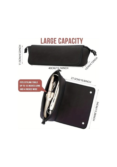 Honeybeeshop Siyah Saç Şekillendirme Aletleri Seyahat Çantası Düzleştirici Maşa Saklama