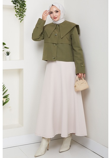 Pelerin Görünüm Astarlı Trenç 1625 - Haki Haki