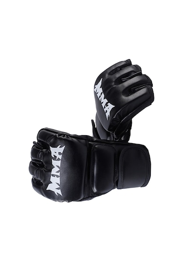 Boks Eldivenleri Yarım Parmak Açık Avuç İçi Grappling Müsabaka Yetişkin Unisex Siyah