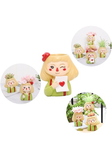 Suntek Kafa Heykel Etli Kaktüs Saksı Bitki Saksıları Ev Dekor