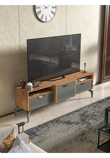 Tv Sehpası Tv Ünitesi Saraylı Beyaz Gold 5062 Çok Renkli