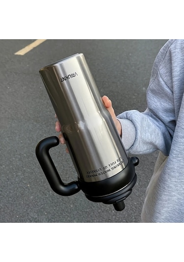 Brightnova 1 Adet Paslanmaz Çelik Küçük Siyah Termos Matara 1.2l/760ml Sevimli Karikatür Tasarım 07 Beyaz