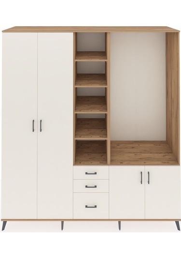 Kronos Dolap 13 Raflı 3 Çekmeceli 4 Kapaklı 220x59x243 Çam-aytaşı/aytaşı Aytası/aytası