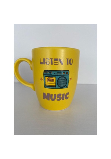 Listen To Music Sarı Kupa Bardak Çok Renkli