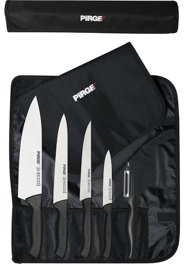Pirge Masterchef Çantalı 5'li Bıçak Seti 38402 Fabrika Ayarı siyah