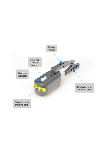 Geeksen Kask Şarj Edilebilir Motosiklet Kask Sileceği Evrensel 800 Mah Çok Renkli
