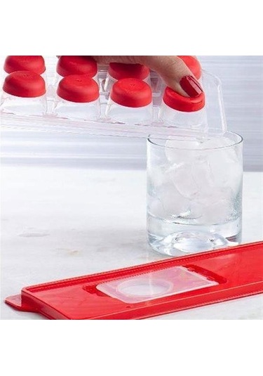 Buffer 12li Kapaklı Yapışmaz Silikon Tabanlı Plastik Küp Buz Kalıbı Beyaz