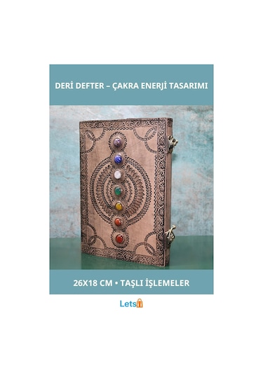 Taşlı Deri Defter 7 Çakra Enerji Dengeleyici 26x18 Cm Çok Renkli