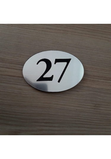 Rezopal - Oval Kapı Birim Numarası Gümüş Kazıma