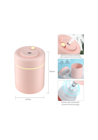 Moveevo Araç İçin Usb Beslemeli 180ml Buharlandıran Nemlendirici, Gece Lambası, İki Buhar Modu Ve Otomatik Kapanma Özelliği - Beyaz