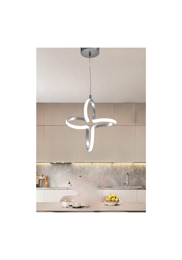 Renkoled Aydınlatma Kumandalı 3 Renk Işıklı Modern Sarkıt Led Avize Gümüş Kasa Gümüş