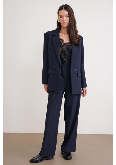 4516 Kadın Bezayağı Blazer Ceket Lacivert Lacivert