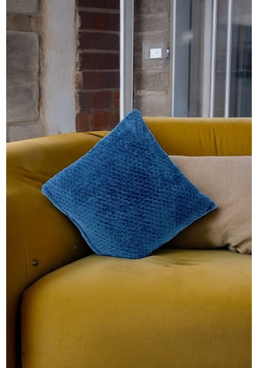 Bohem Dekoratif Yastık Kılıfı Kırlent Kılıfı 45x45 Cm Petrol Mavisi Otantik Desen