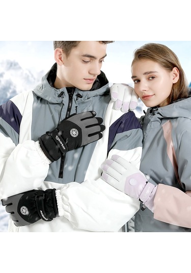 Golovejoy Sk15 1 Çift Kış Kayak Eldivenleri Su Geçirmez Polar Astarlı Dokunmatik Ekran Anti Kayıp Toka