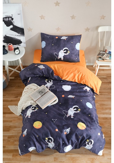 Kolay Ütülenir Nevresim Takımı Tek Kişilik Astron Lacivert