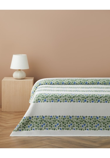 English Home Forest Blossom Baskılı Pamuklu Çift Kişilik Pike 200x220 Cm Yeşil Yeşil