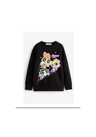 Powerpuff Kız Çocuk Sweatshirt Siyah