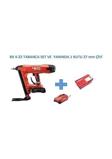 Hılti BX 4-22 Akülü Beton Çivi Çakma Tabancası + B 22-85 Batarya + C 6-22 Şarj Cihazı + 1 Kutu B-XC-27 MM Çivi