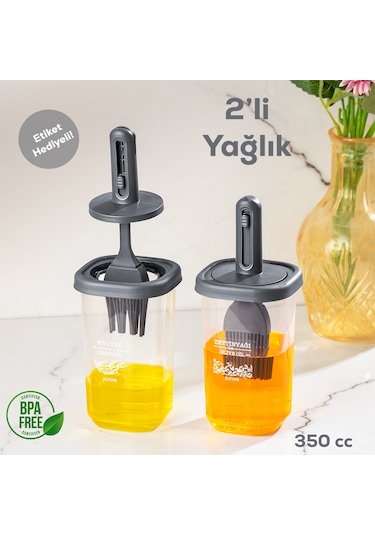 Porsima 0520 2'li Silikon Fırçalı Yağlık Yağdanlık 350 Cc Antrasi