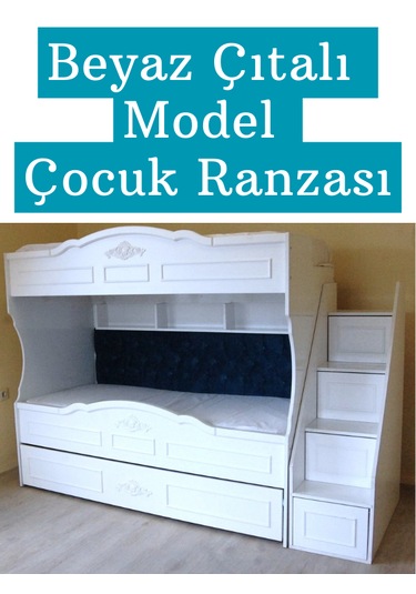Çocuk Ranzası Beyaz - Çıtalı Model