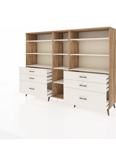 Hyperion Dolap 10 Raflı 6 Çekmeceli 220x44x163 Çam-aytaşı Çam-aytaşı