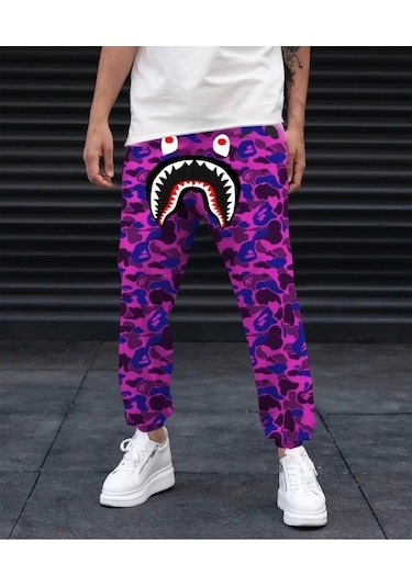 Tarzyeri Unisex Pubg Bape X Shark Eşofman Altı - Mor Mor