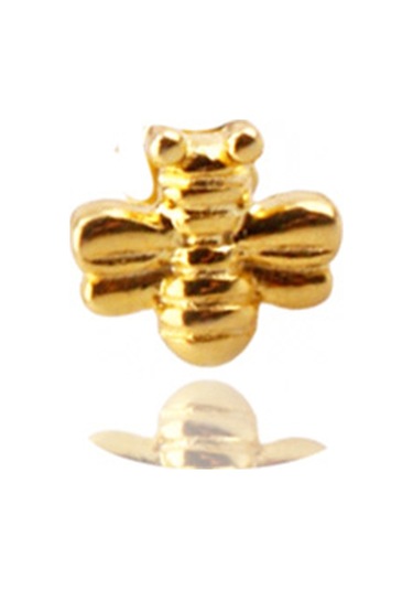 Liu S 24 Arı Gümüş Piercing 925 Ayar, Altın Kaplama, Zirkon Taşlı Ms3839 Altın