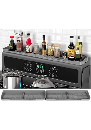 Xindoker Magneetik Fırın Rakusu, Silikon Malzeme, 3 Bölmeli, Yağ Dayanıklı, Temizliği Kolay, Pişirme Sosu Şişelerini Tutar, Mutfak Düzenleyici 2 Adet Siyah