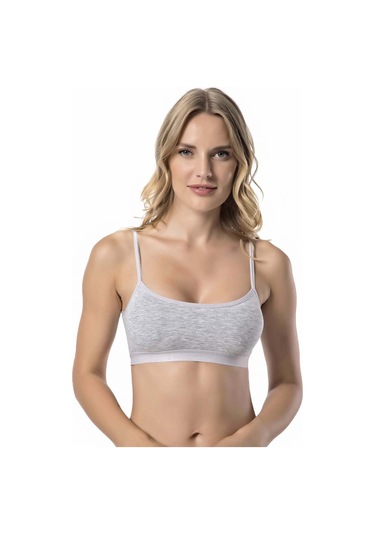 Kadın İp Askılı Büstiyer Sporcu Penye Yarım Atlet Sütyen Pedli - Beyaz