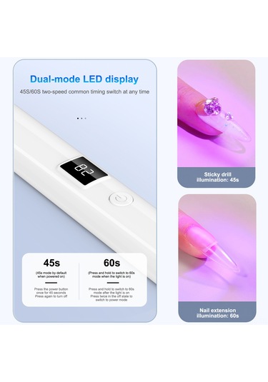 Hfambition Beyaz Led Tırnak Lambası, Telefon Tutucu Tabanlı, 180mah Pil, 45/60s Zamanlama, Geri Çekilebilir Katlanabilir Kafa, Ekranlı Beyaz