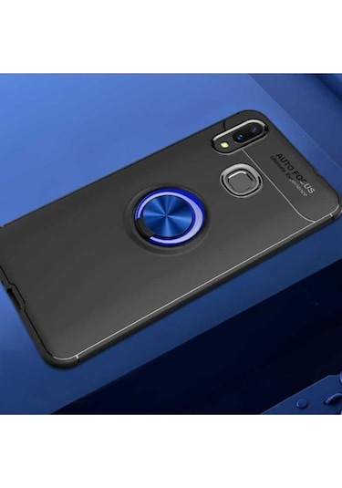 Huawei Y7 Prime 2019 Kılıf Zore Ravel Silikon Kapak Siyah-Mavi