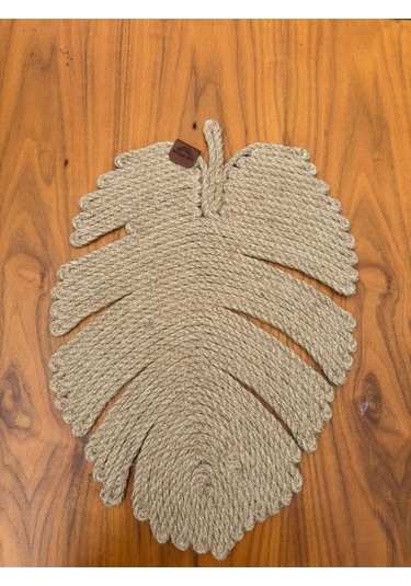 El Yapımı Jüt İp Yaprak Model Amerikan Servis- Supla Doğal, Leke Tutmaz Ve Rustik Sofra Aksesuarı Natural