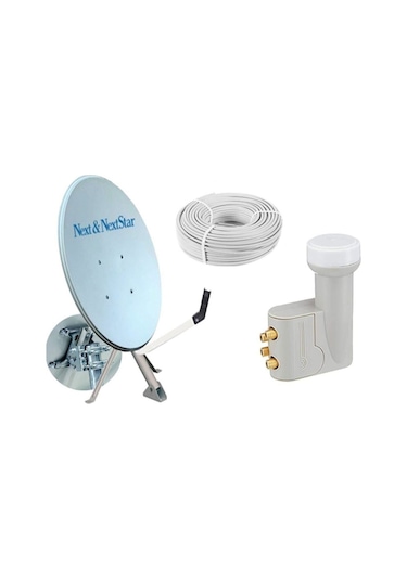 80cm Ofset Çanak Anten Full Set + Dörtlü Lnb + 25 Mt Anten Kablosu