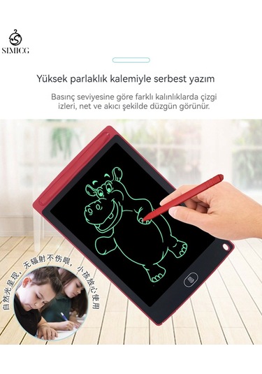 8,5 İnç Lcd El Yazısı Tableti Lcd Elektronik Kara Tahta Renkli Vurgulama Gül Kırmızısı