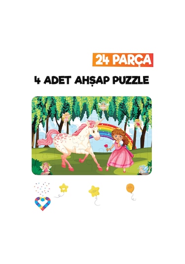 Ahşap Çocuk Puzzle 24 Parça 4 Adet-2
