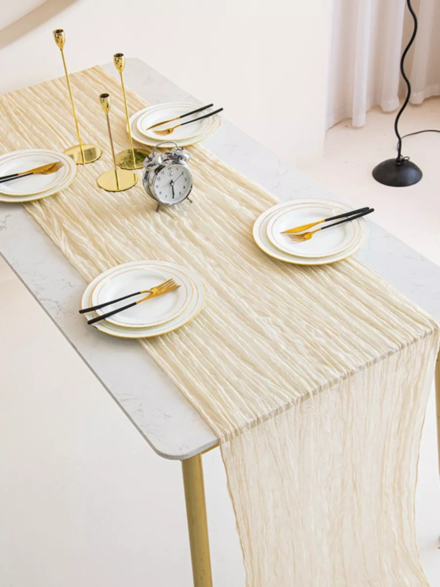 Pener 4 M Kumaş Masa Örtüsü, Masa İçin Paspas, Düğün Dekorasyonu 182496608 Fildişi