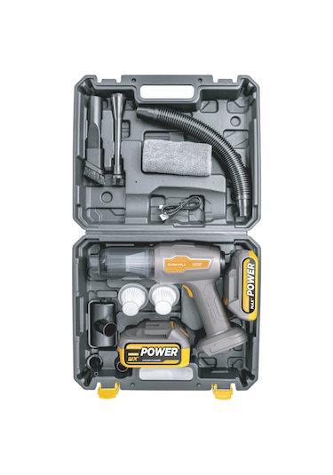 Enshall 20.000PA Çantalı Yedek Filtreli Çift Bataryalı 120 W Şarjlı Araç İçi Süpürge