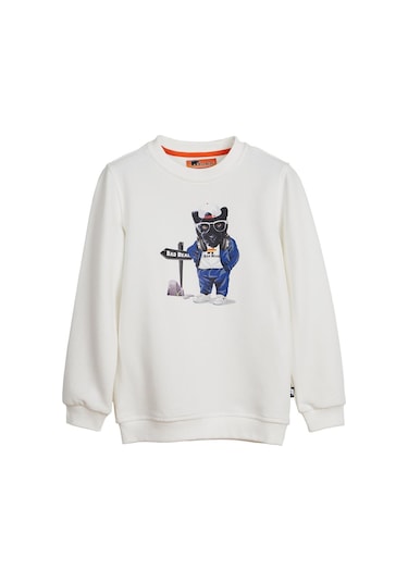 Bad Bear Panther Beyaz Çocuk Sweatshirt-Off-Whıte Çok Renkli