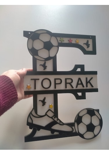 Çocuk Odası Kapı Veya Duvar Süsü Kişiye Özel İsim Yazılı Beyaz - Siyah