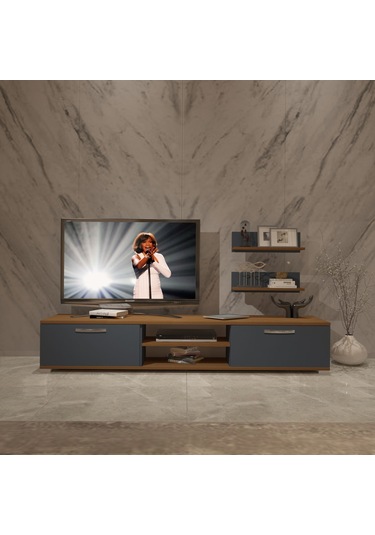 Decoraktiv Eko 4 Mdf Dvd Tv Ünitesi Tv Sehpası Ceviz - Antrasit