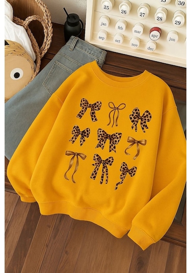 Benroma Çilek Baskılı Unisex Sweatshırt Sarı