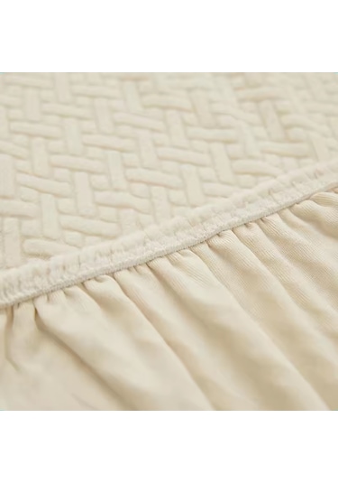 Upmall Tuğla Desen Koltuk Örtüsü Çekyat Kılıfı 3 Kişilik Krem