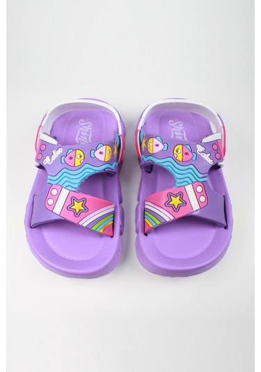 Günlük Unisex Çocuk Sandalet Esnek Kaymaz Taban Yazlık Ev Okul Kreş Ayakkabı Ps940-ps955 Düz- Lila