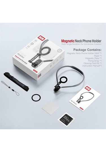 Earldom Manyetik Cep Telefonu Askılı Boyun Askısı Gri